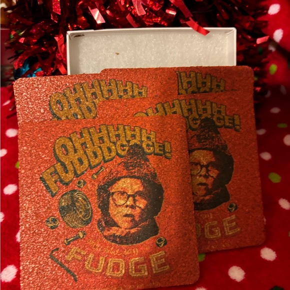 NWT In Box triple dog dare you Christmas story set of 3 mouse pad kozie/Coasters - Picture 4 of 4